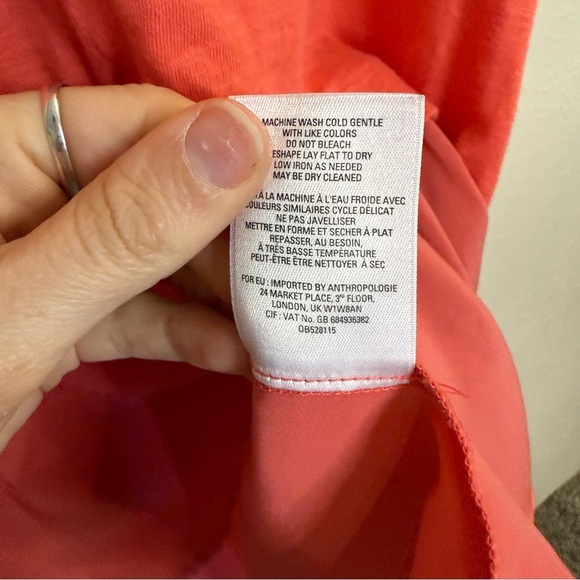 Anthropologie Postmark West End Peplum Tunic Tee High-low Top Solid in Coral - Picture 9 of 9